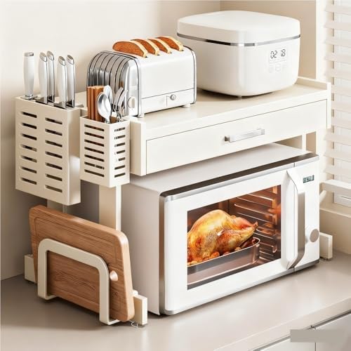 🏠 Space-Saving Microwave & Kitchen Organizer 🥘✨ – Maximize Your Countertop Space!