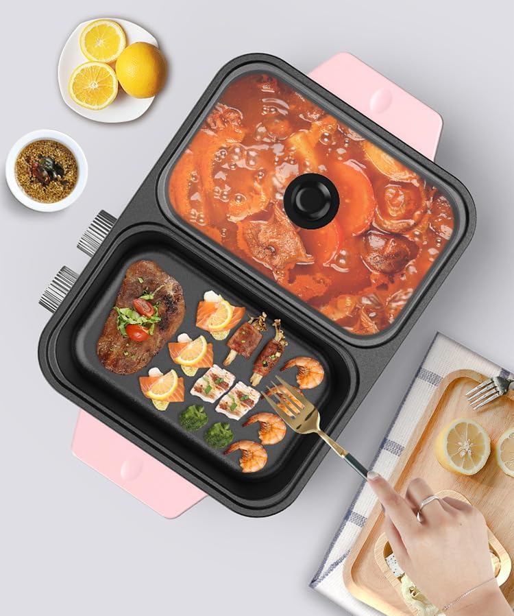 🔥🍳 Adjustable Multi-Functional Electric Grill – Smokeless Indoor Cooking Fun! 🍳🔥
