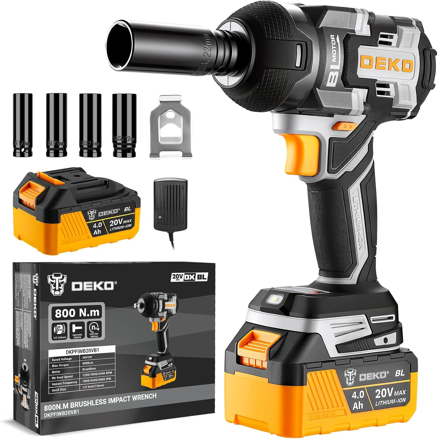🔧⚡ Cordless High-Power Impact Wrench – 590ft-lbs Torque, Brushless Motor, Heavy-Duty Power Tool! ⚡🔧